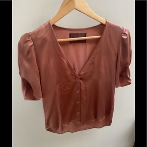 Reformation Pink Silk Blouse
